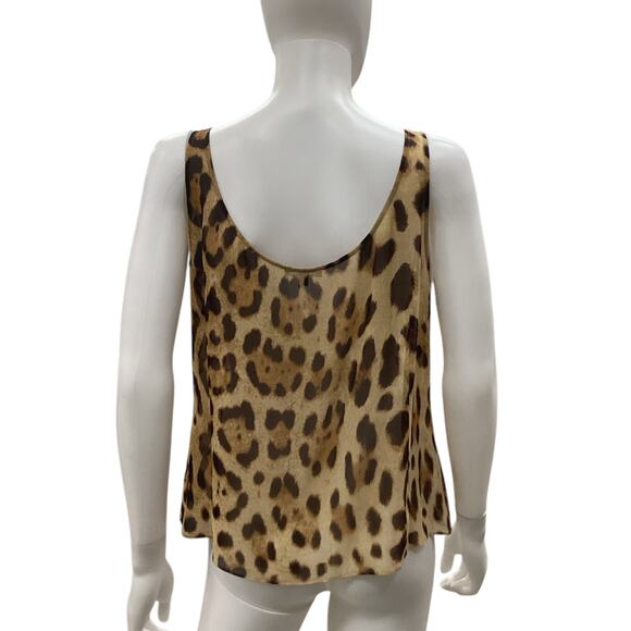 Escada Top Women’s Size 12 Silk Animal Print Lightweight Tank Top Brown - Picture 3 of 4
